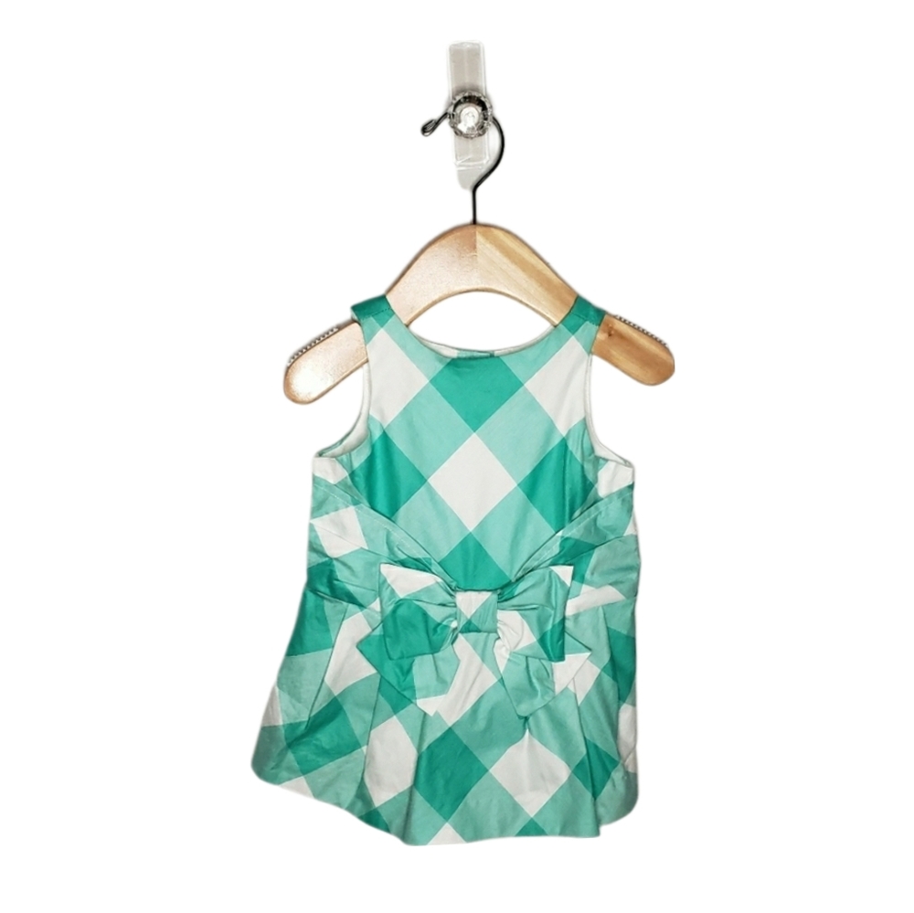 NWT Janie and Jack 3-6 Months Baby Girl Turquoise & White Plaid Bow Romper